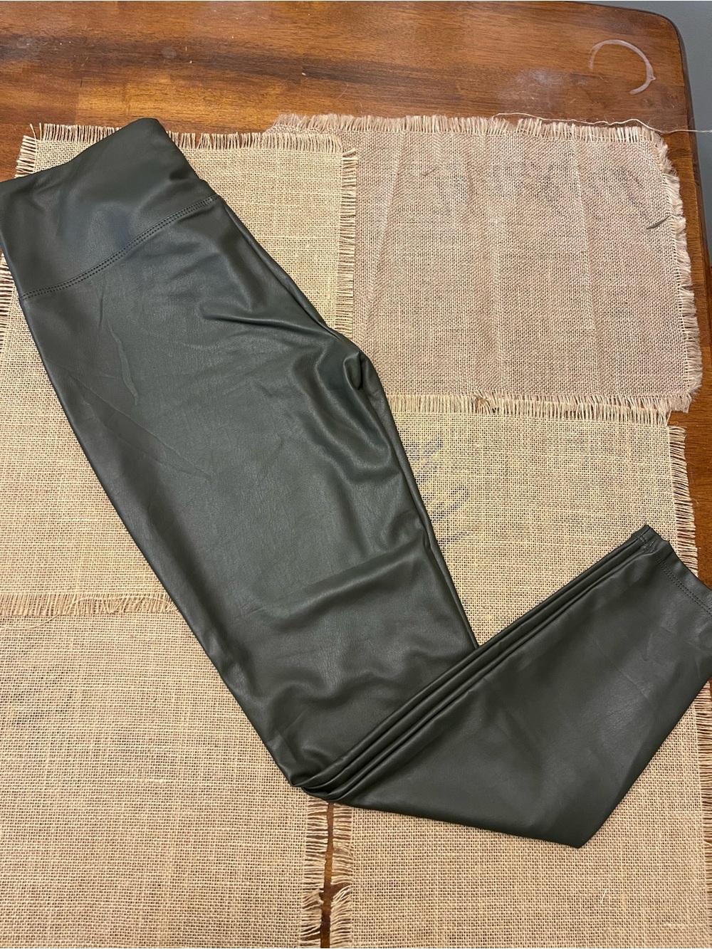 Olive Faux Leather Leggings - Picture 4 of 4